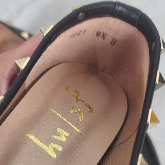 French Sole NY | LIRON Classic Black Leather Gold Studded Ballet Flats Shoes 8.5 - Picture 12 of 14